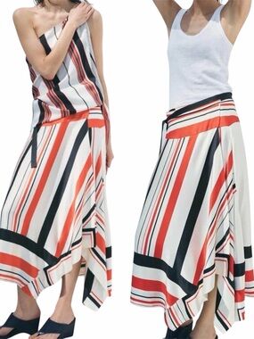Zara Asymmetric Striped Skirt ZW Collection Size Small